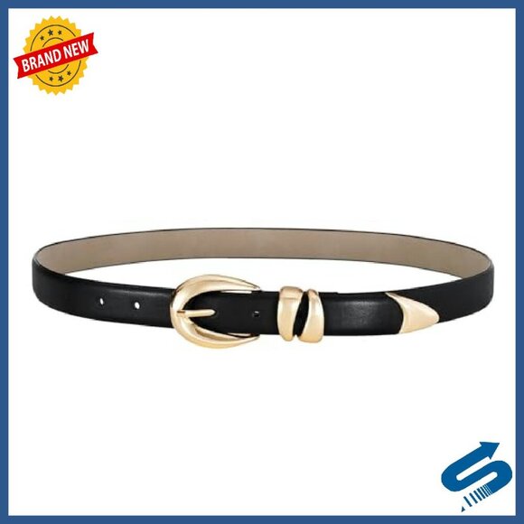 Adjustable Faux Leather Belt with Gold Buckle for Women main image 7